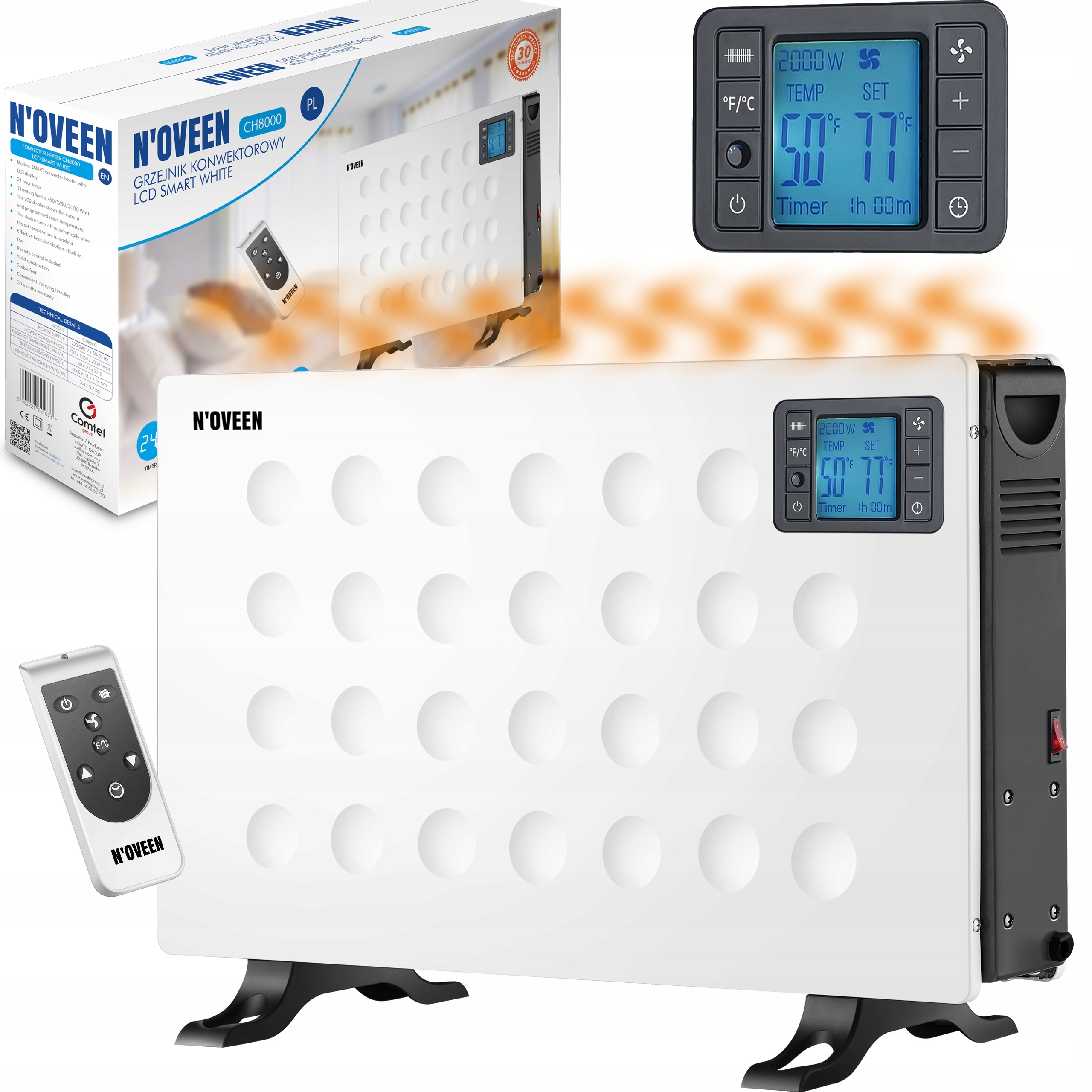 N'oveen CH8000 2000 W elektrický konvektorový ohrievač